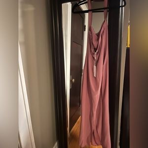 Pink reformation halter dress never worn!!